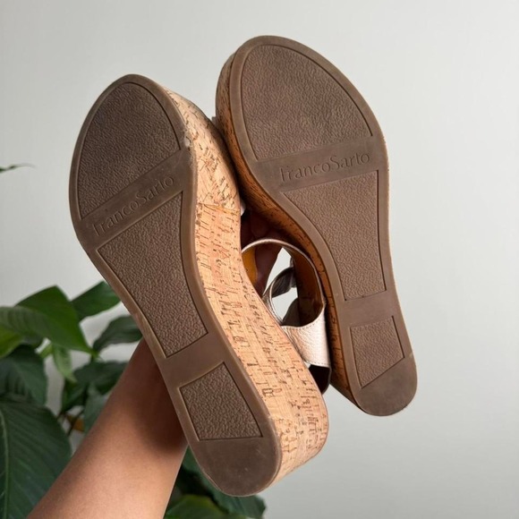 Leather Cork Chunky Platform Sandal Franco Sarto Size 10 - Picture 3 of 6